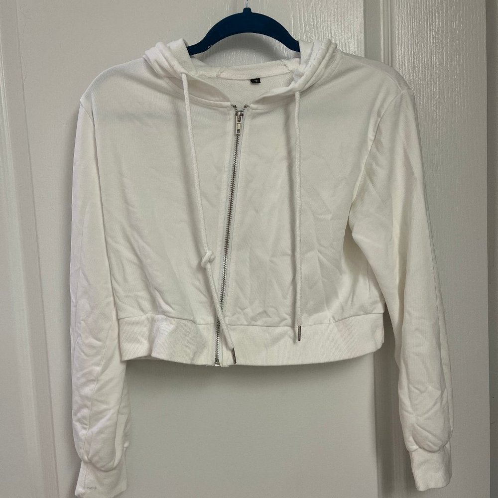 Cropped zip up sweater